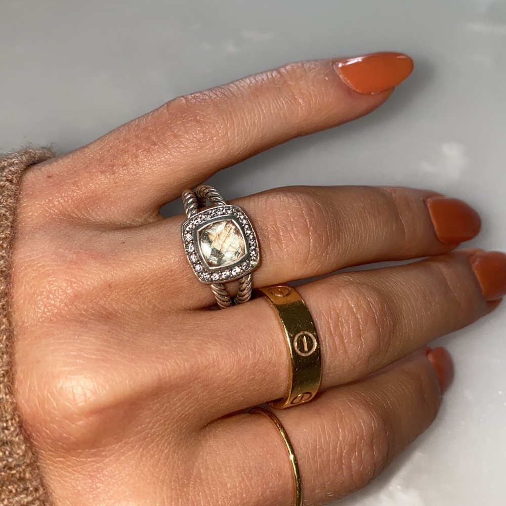David Yurman Petite Albion Ring with Diamonds PARASIOLITE
